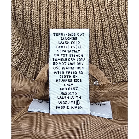 Vtg Covington Women's M Jacket Suede Sweater Leather Wool Sleeve Zip Tan Boho - Picture 4 of 5